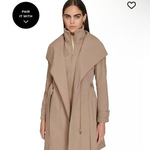 Calvin Klein Women's Caramel belted wrap coat